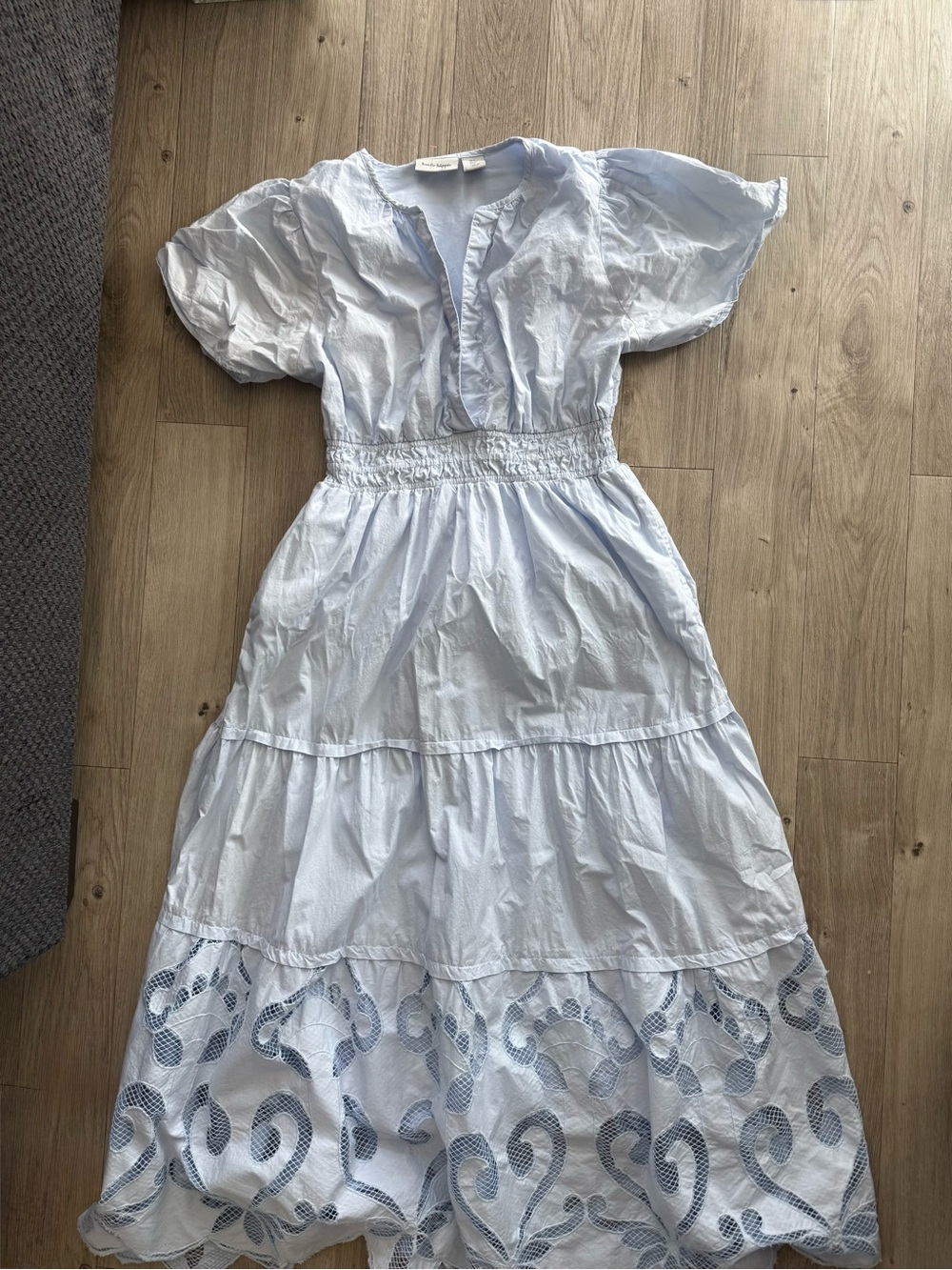 Haute Hippie Light Blue Tiered Smocked Waist Dress